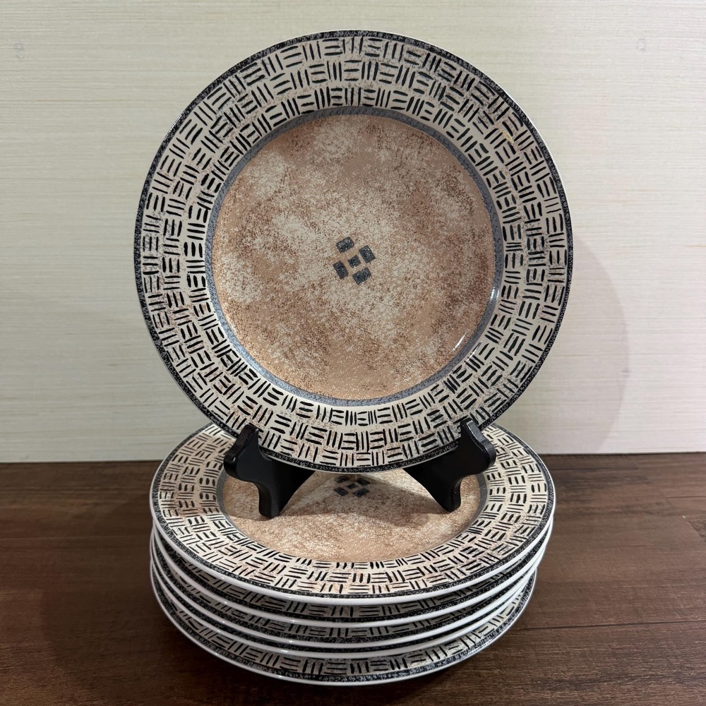 VTG Sakura Terrain Salad Plates Set of 6, Sue Zipkin Oneida 8.25" Stoneware